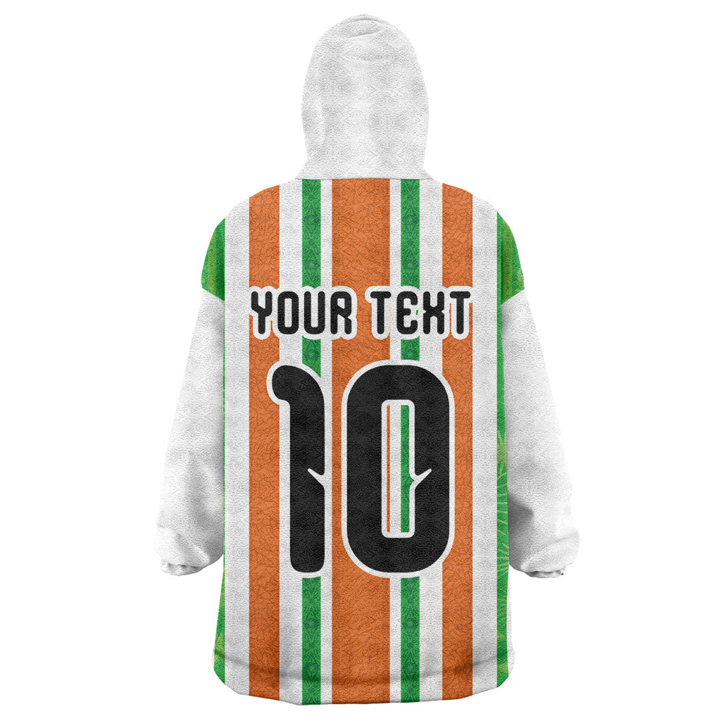 Custom Cote d'Ivoire Wearable Blanket Hoodie The Elephants with African Pattern Stripes