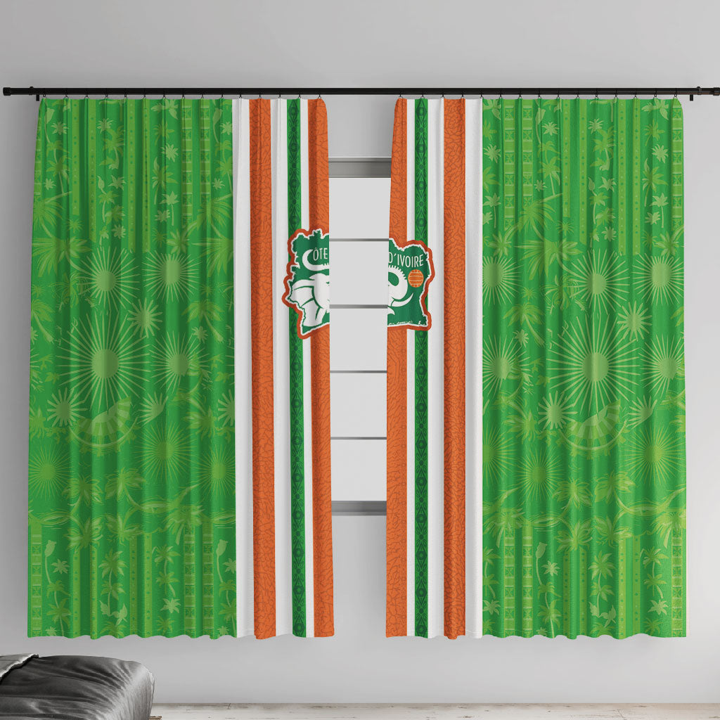 Cote d'Ivoire Window Curtain The Elephants with African Pattern Stripes