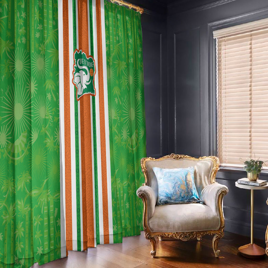 Cote d'Ivoire Window Curtain The Elephants with African Pattern Stripes