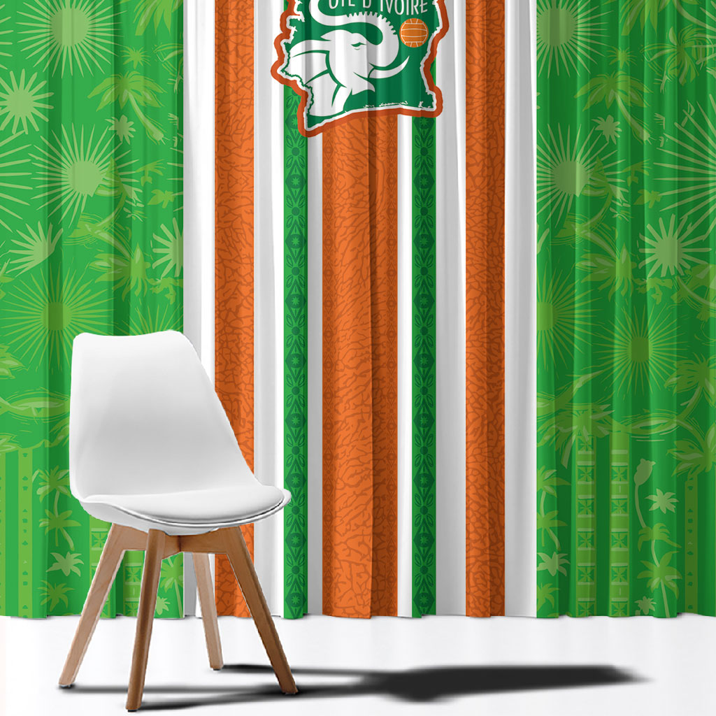 Cote d'Ivoire Window Curtain The Elephants with African Pattern Stripes