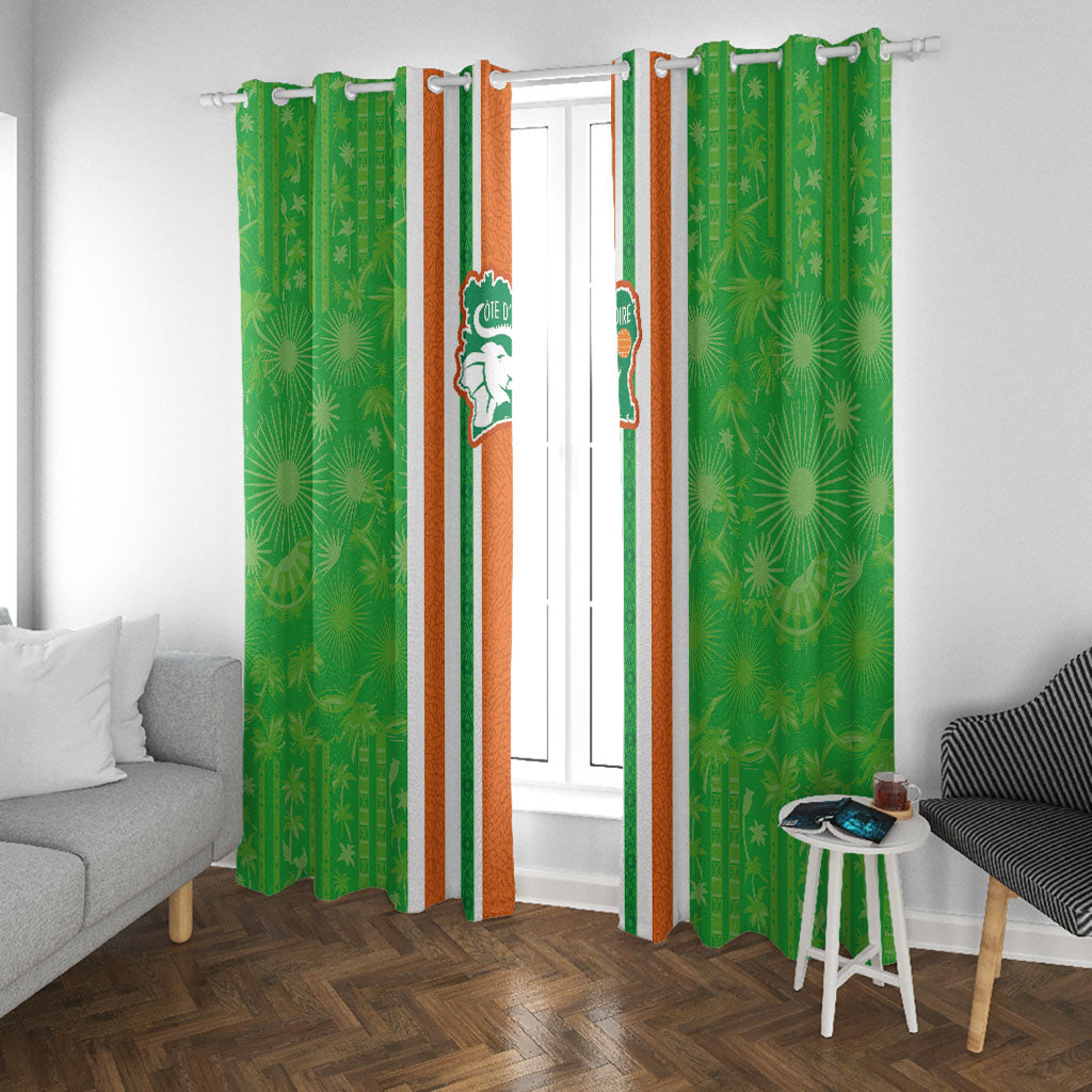 Cote d'Ivoire Window Curtain The Elephants with African Pattern Stripes