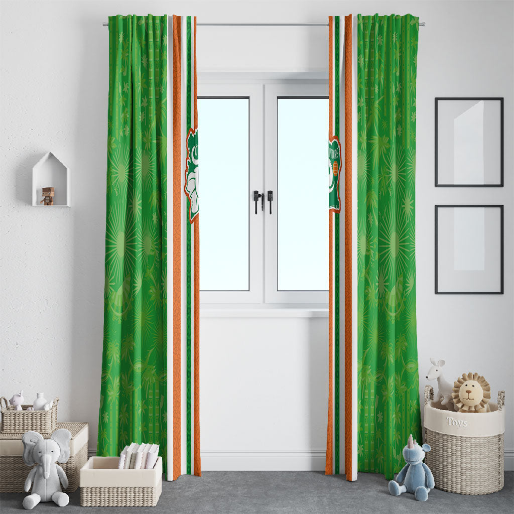 Cote d'Ivoire Window Curtain The Elephants with African Pattern Stripes