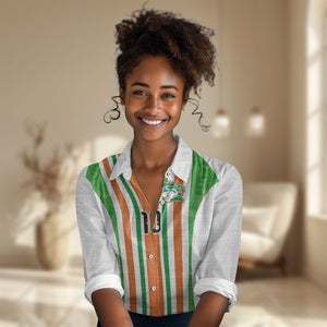 Custom Cote d'Ivoire Women Casual Shirt The Elephants with African Pattern Stripes