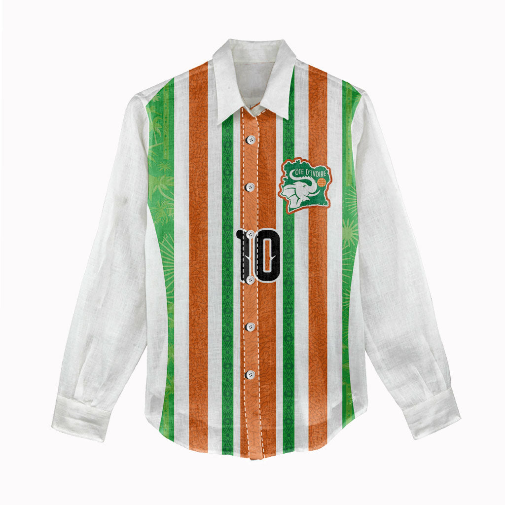 Custom Cote d'Ivoire Women Casual Shirt The Elephants with African Pattern Stripes