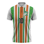 Custom Cote d'Ivoire Zipper Polo Shirt The Elephants with African Pattern Stripes