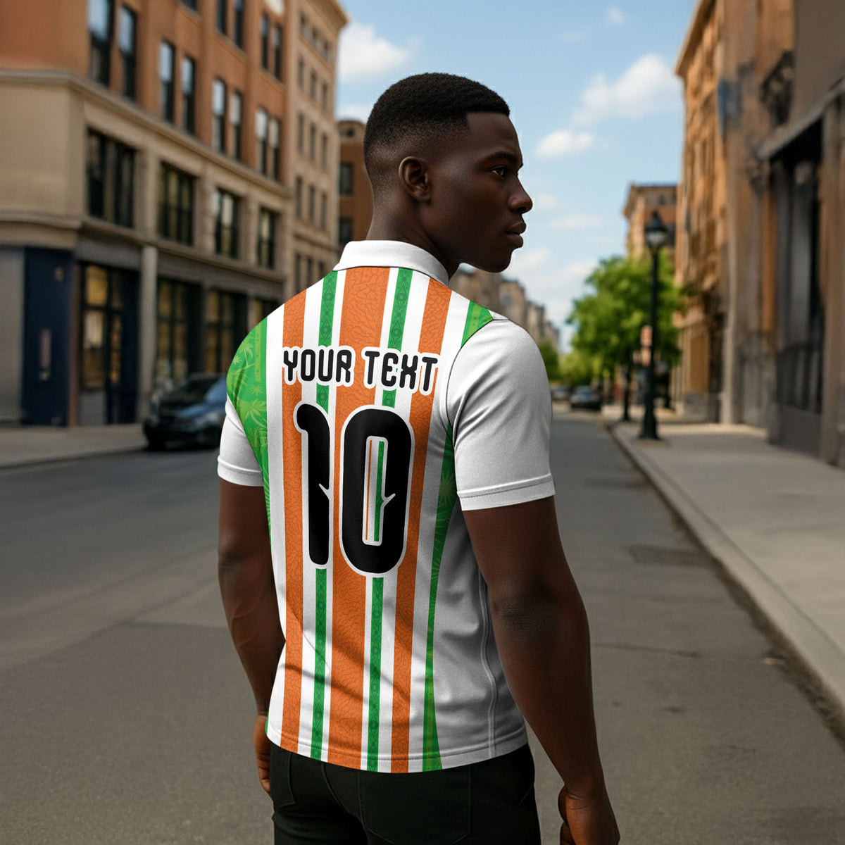 Custom Cote d'Ivoire Zipper Polo Shirt The Elephants with African Pattern Stripes