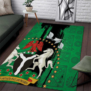 Nigeria Independence Day Area Rug - National Seal with Peace Dove - African Pattern