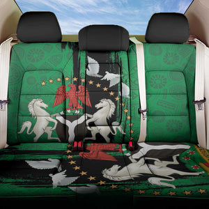 Nigeria Independence Day Back Car Seat Cover - National Seal with Peace Dove - African Pattern