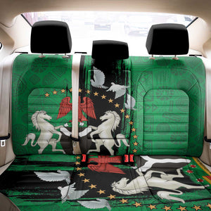 Nigeria Independence Day Back Car Seat Cover - National Seal with Peace Dove - African Pattern