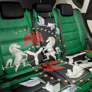 Nigeria Independence Day Back Car Seat Cover - National Seal with Peace Dove - African Pattern