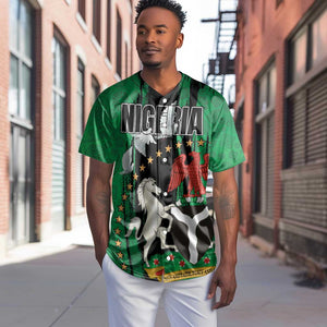 Nigeria Independence Day Baseball Jersey - National Seal with Peace Dove - African Pattern