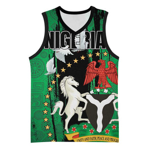 Nigeria Independence Day Basketball Jersey - National Seal with Peace Dove - African Pattern LT03