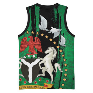 Nigeria Independence Day Basketball Jersey - National Seal with Peace Dove - African Pattern LT03