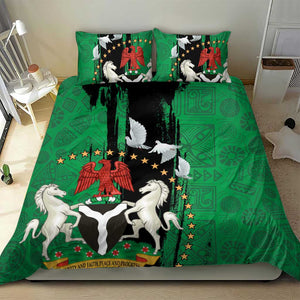 Nigeria Independence Day Bedding Set - National Seal with Peace Dove - African Pattern