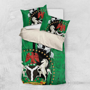 Nigeria Independence Day Bedding Set - National Seal with Peace Dove - African Pattern