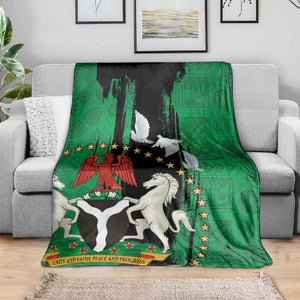 Nigeria Independence Day Blanket - National Seal with Peace Dove - African Pattern