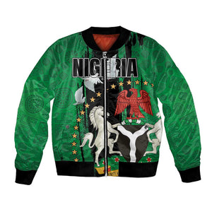 Nigeria Independence Day Bomber Jacket - National Seal with Peace Dove - African Pattern