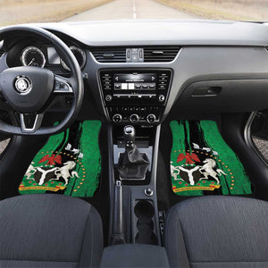 Nigeria Independence Day Car Mats - National Seal with Peace Dove - African Pattern