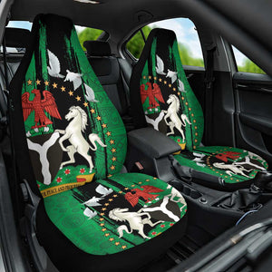 Nigeria Independence Day Car Seat Cover - National Seal with Peace Dove - African Pattern