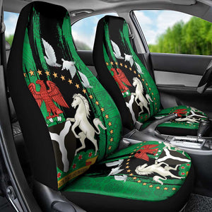 Nigeria Independence Day Car Seat Cover - National Seal with Peace Dove - African Pattern