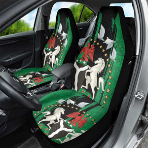 Nigeria Independence Day Car Seat Cover - National Seal with Peace Dove - African Pattern