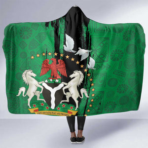 Nigeria Independence Day Hooded Blanket - National Seal with Peace Dove - African Pattern