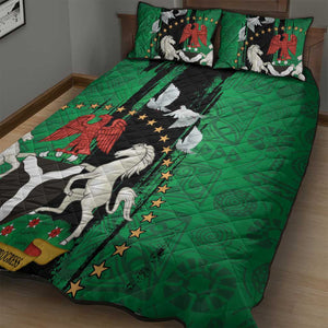 Nigeria Independence Day Quilt Bed Set - National Seal with Peace Dove - African Pattern