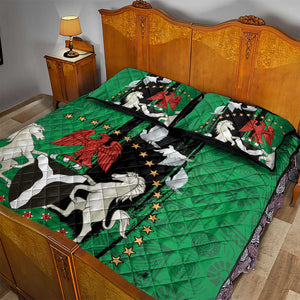 Nigeria Independence Day Quilt Bed Set - National Seal with Peace Dove - African Pattern