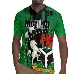 Nigeria Independence Day Rugby Jersey - National Seal with Peace Dove - African Pattern