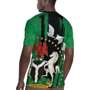 Nigeria Independence Day Rugby Jersey - National Seal with Peace Dove - African Pattern