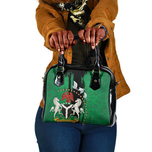 Nigeria Independence Day Shoulder Handbag - National Seal with Peace Dove - African Pattern