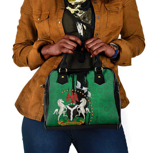 Nigeria Independence Day Shoulder Handbag - National Seal with Peace Dove - African Pattern