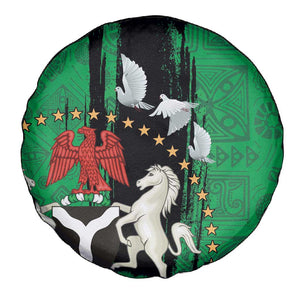 Nigeria Independence Day Spare Tire Cover - National Seal with Peace Dove - African Pattern