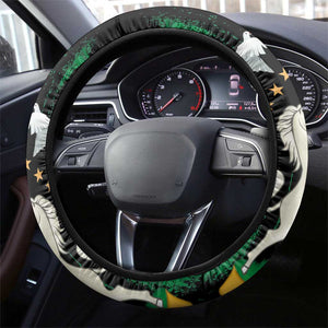 Nigeria Independence Day Steering Wheel Cover - National Seal with Peace Dove - African Pattern