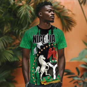 Nigeria Independence Day T shirt - National Seal with Peace Dove - African Pattern