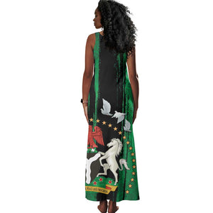 Nigeria Independence Day Tank Maxi Dress - National Seal with Peace Dove - African Pattern