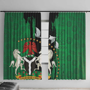 Nigeria Independence Day Window Curtain - National Seal with Peace Dove - African Pattern