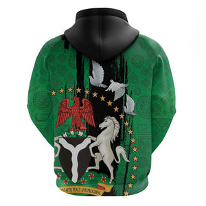 Nigeria Independence Day Zip Hoodie - National Seal with Peace Dove - African Pattern