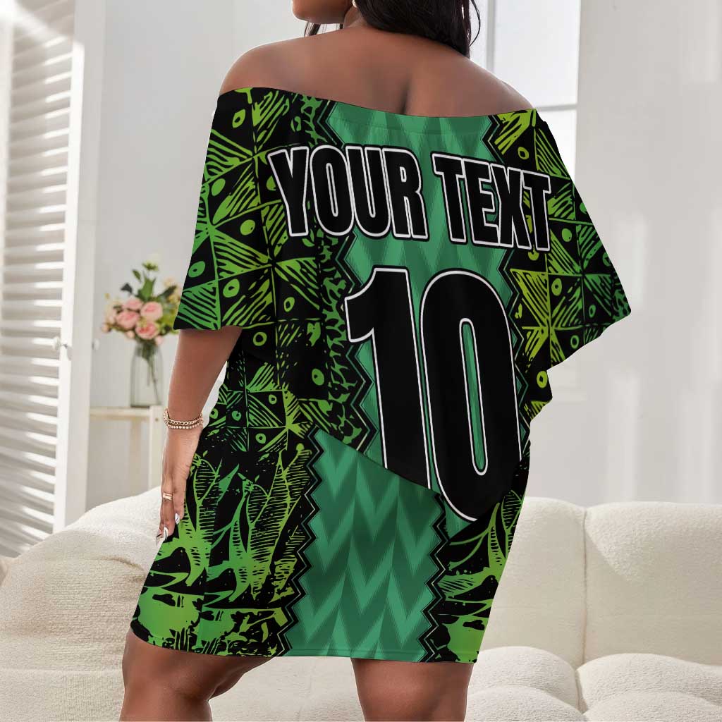 Custom Nigeria Football Off Shoulder Short Dress Champions-Special Edition - African Pride