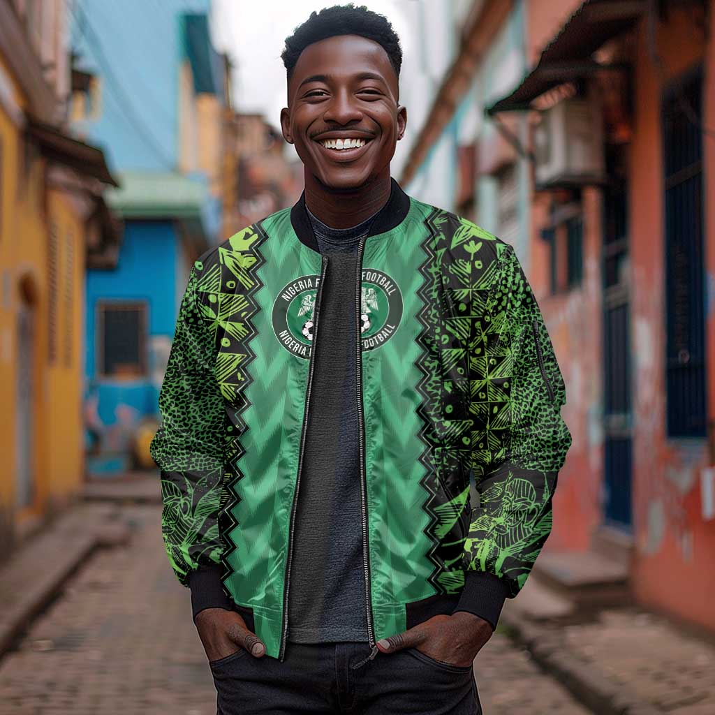 Custom Nigeria Football Sleeve Zip Bomber Jacket Champions-Special Edition - African Pride