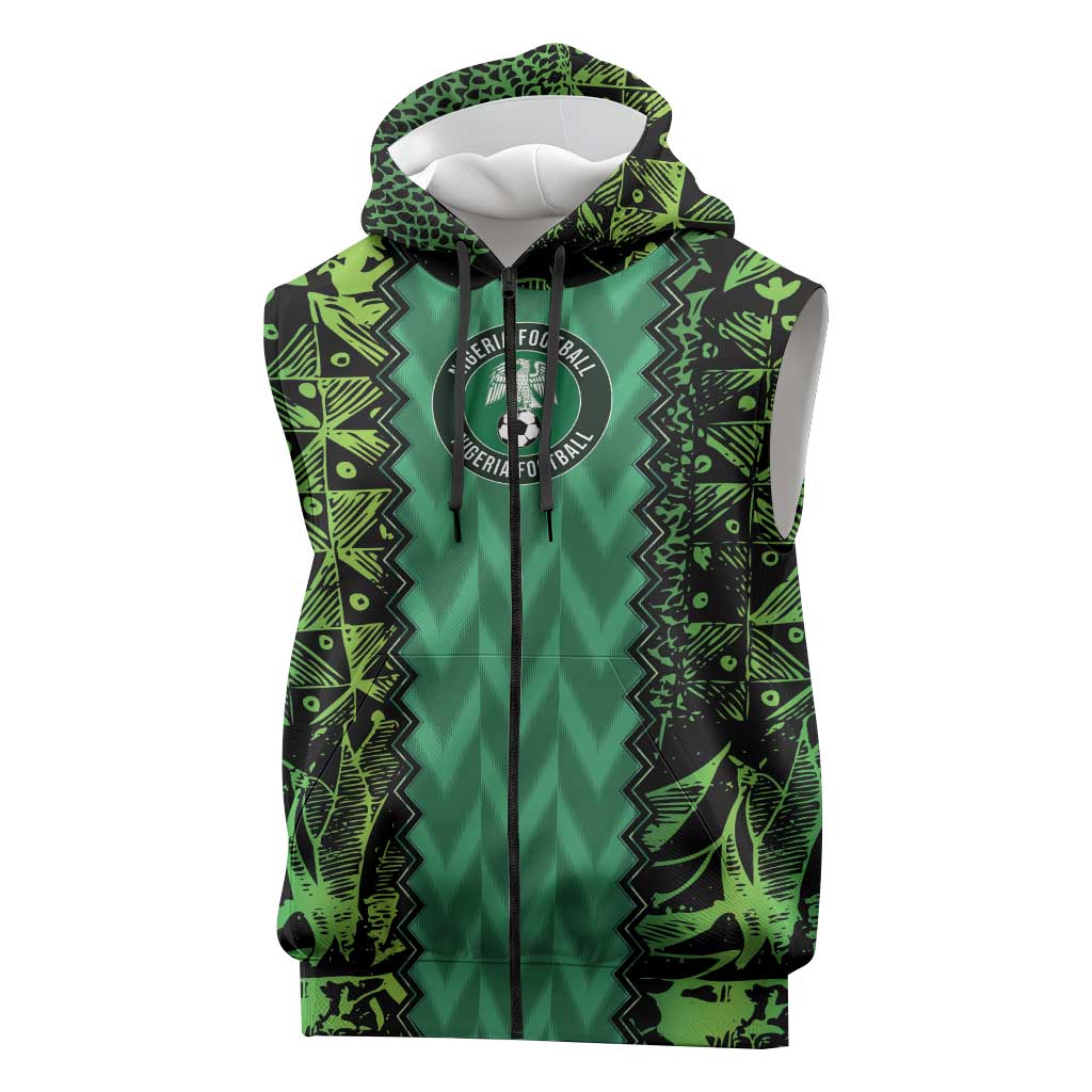 Custom Nigeria Football Sleeveless Zip Hoodie Champions-Special Edition - African Pride