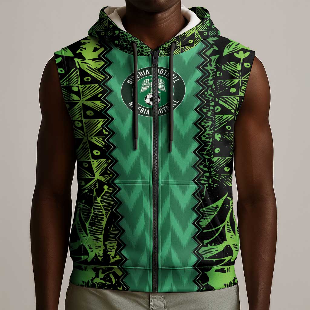 Custom Nigeria Football Sleeveless Zip Hoodie Champions-Special Edition - African Pride
