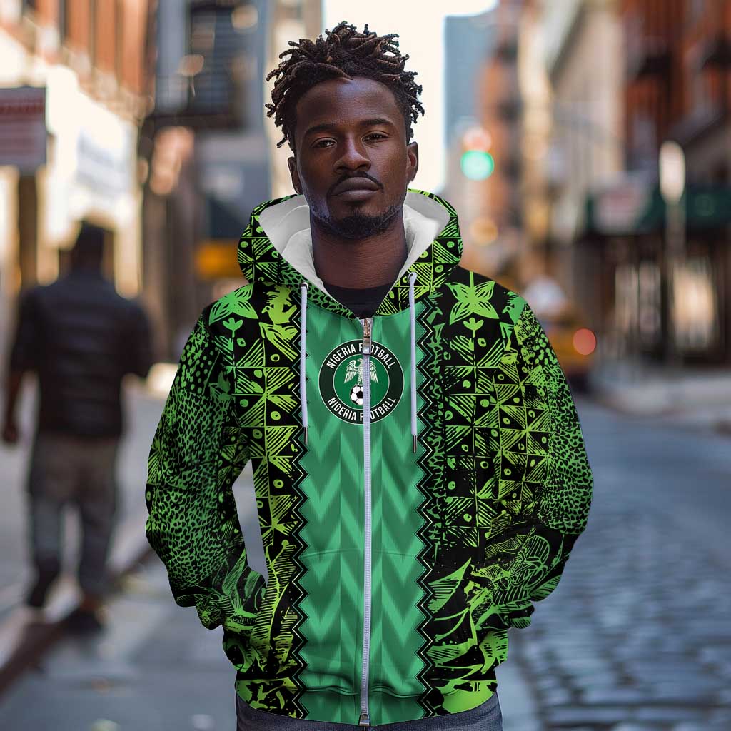 Custom Nigeria Football Zip Hoodie Champions-Special Edition - African Pride