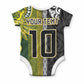 Custom Rugby New Zealand and South Africa Baby Onesie Greatest Rivalry Silver Fern and Antelope