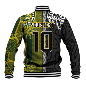 Custom Rugby New Zealand and South Africa Baseball Jacket Greatest Rivalry Silver Fern and Antelope