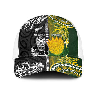 New Zealand and South Africa Rugby Baseball Net Cap Greatest Rivalry-Silver Fern and Antelope