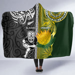 Rugby New Zealand and South Africa Hooded Blanket Greatest Rivalry Silver Fern and Antelope