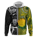 Custom Rugby New Zealand and South Africa Hoodie Greatest Rivalry Silver Fern and Antelope
