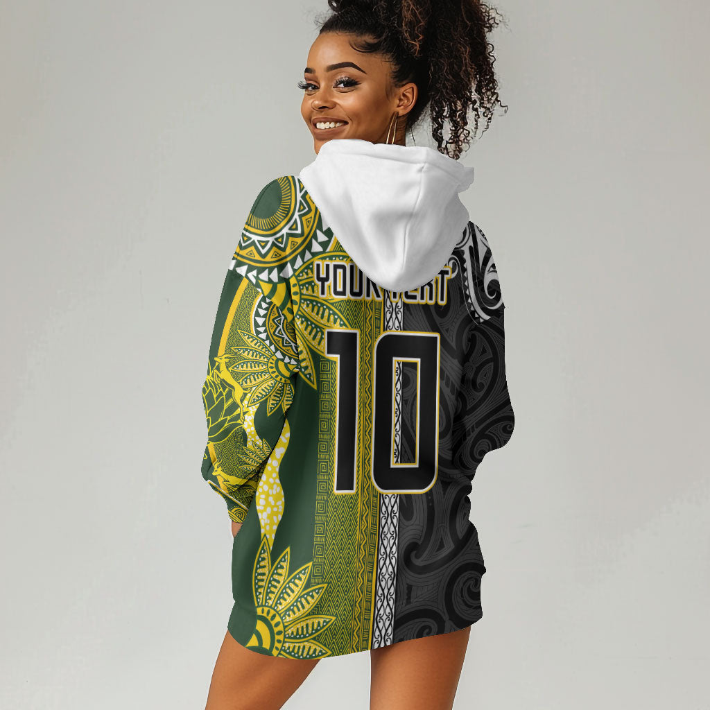 Custom Rugby New Zealand and South Africa Hoodie Dress Greatest Rivalry Silver Fern and Antelope