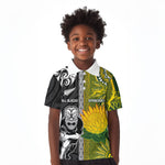 Custom Rugby New Zealand and South Africa Kid Polo Shirt Greatest Rivalry Silver Fern and Antelope